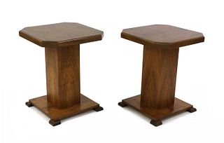 A pair of Art Deco walnut side tables,