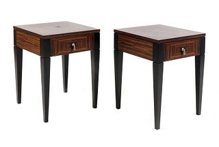 A pair of Art Deco-style Macassar ebony bedside tables,