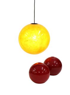 A large yellow plastic ceiling light,