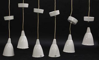 Five model '370N' BTC hanging pendant lights,