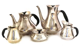 A Danish five-piece silver-plated tea and coffee set,
