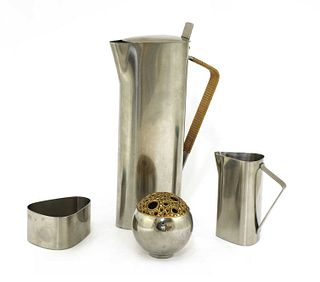 A Danish stainless steel three-piece coffee set,