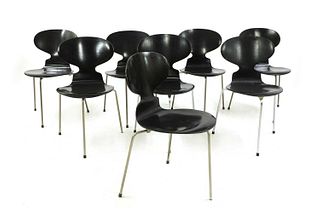Eight black model 3100 'Ant' chairs,