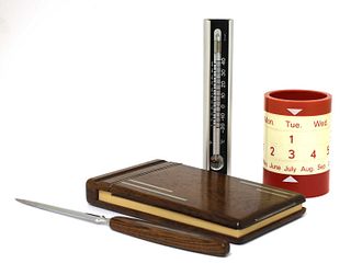 A Danish rosewood and silver-mounted notepad and letter opener, §