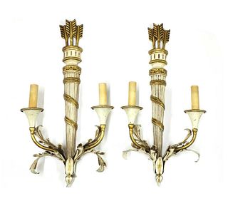 A pair of Italian painted and gilt wall sconces,