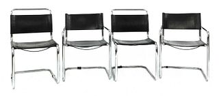 Four chrome cantilever chairs,