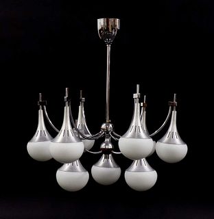 A chromed chandelier,