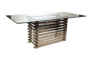 A chrome dining table,