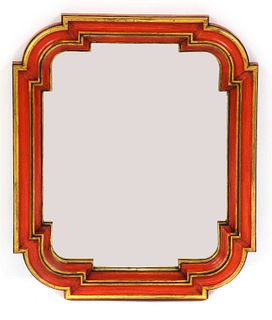 A French gilt and painted neoclassical-style mirror,