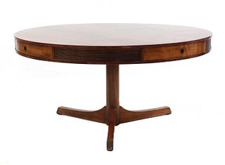 A rosewood circular centre table or dining table, §