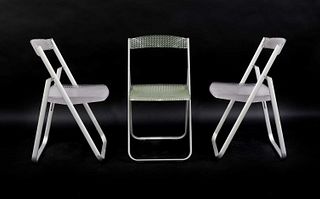 Three 'Honeycomb' folding chairs,