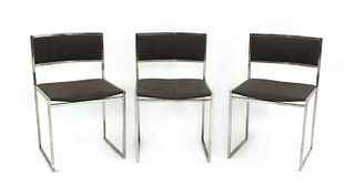 Three Italian steel-framed chairs,
