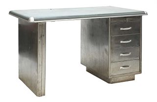 A polished steel desk,