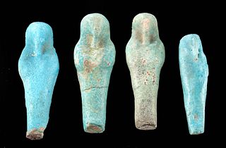 Four Petite Egyptian Glazed Faience Ushabti Figures
