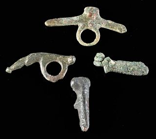 4 Roman Leaded Bronze Phallic Pendants