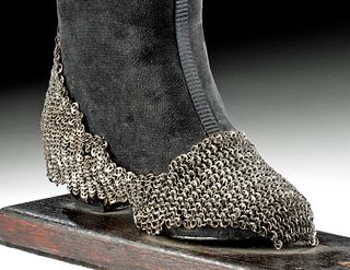 17th C. Indo-Persian Iron Foot Chainmail w/ Theta Links