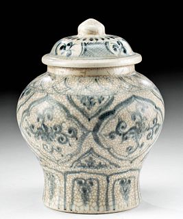 15th C. Vietnamese Anamese Porcelain Lidded Jar, ex-Museum