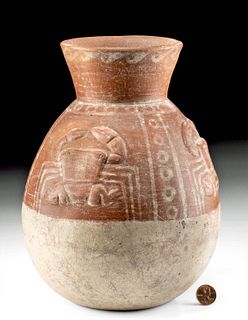 Moche Pottery Jar w/Crabs, ex-Museum