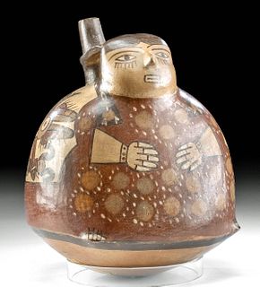 Nazca Polychrome Vessel w/ Pregnant Woman & Heads