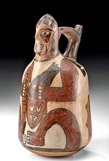 Nazca Polychrome Figural Vessel Trophy Head, ex-Museum