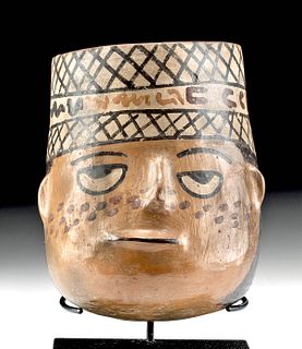 Nazca Polychrome Portrait Kero w/ Beautiful Hat