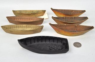 Seven Miniature Brass & Metal Dinghies