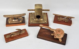Group Four Brass Mounted Ship's Dock Cleats