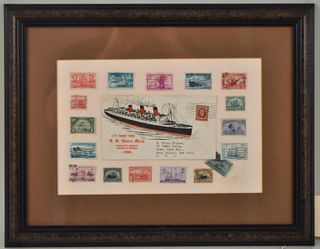 Framed First Day Cover "First Trip of Queen Mary"