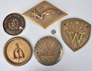 Five Bronze Ship's Badges