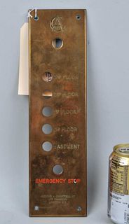 English Brass Elevator Plate, Marked