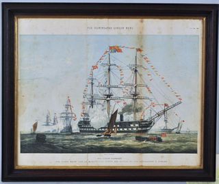 English Marine Lithograph "The Queen's Birthday"