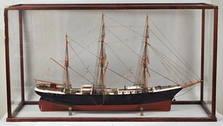 Cased Folk Art Clipper Ship Model