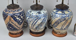 Group Three Pottery Jars, As Lamps