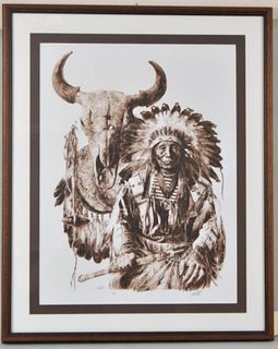 Paul Calle Signed Litho Native American Chief