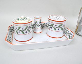 English Porcelain Three Piece Standish