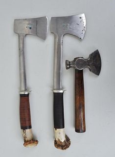 Group Three Hatchets, Two Sheathed