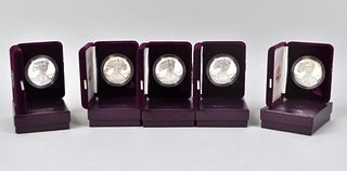 Five American Eagle Silver Bullion Proof Coins