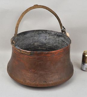 Large Copper & Brass Handled Cooking Vessel