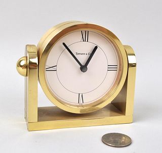 Tiffany & Co. Polished Brass Desk Clock