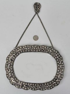 Small SE Asian Repousse Metal Hanging Mirror