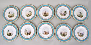 Ten English Porcelain Plates, Landscape Scenes