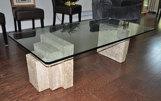 MCM Glass & Composition Coffee Table