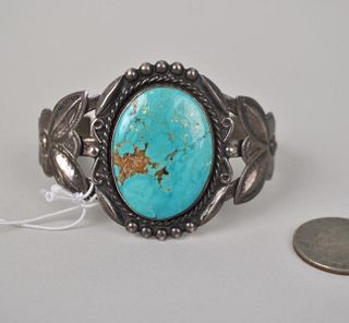 Fred Harvey Era Bell Trading Silver/Turquoise Cuff