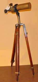 Brass WWII Monocular Gun Sight/Wooden Tripod Stand