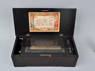 Swiss Inlaid Mahogany Music Box