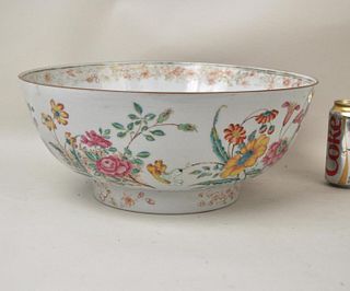 Chinese Export Famile Rose Porcelain Punch Bowl