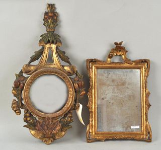 Two Continental Carved Wood Gilt Mirrors