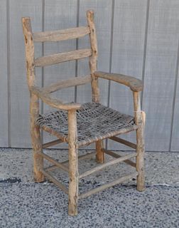 Vintage Rustic Form Open Arm Chair
