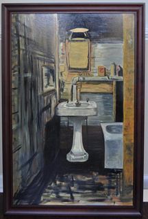 Lewis Sokoloff, Interior Scene "Washroom" O/C