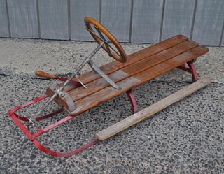 Vintage Sled With Wheel Control